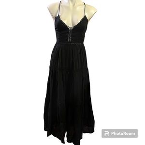 Zara black tiered maxi dress Criss-cross straps